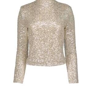 NEW BISHOP + YOUNG women's sublime funnel neck top in champagne